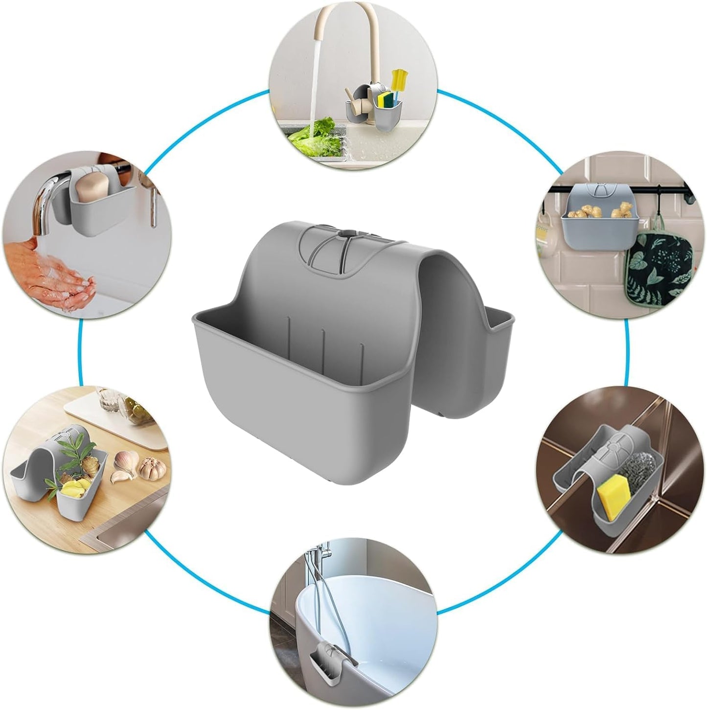 1Pc Sponge Holder for Kitchen Sink, Silicone Saddle Caddy Organizer Rack, Sponges Holder Over Faucet, Hanging Kitchen Sink Organizer Accessories Rack Basket-（Black）