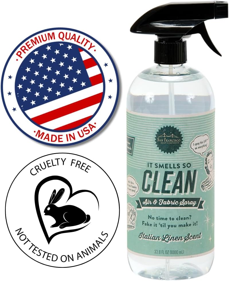 San Francisco Soap Company Smells So Clean Linen Spray | Egyptian Cotton | 33.8 Fl Oz | Fresh Spray | Multi-Purpose And Dye Free