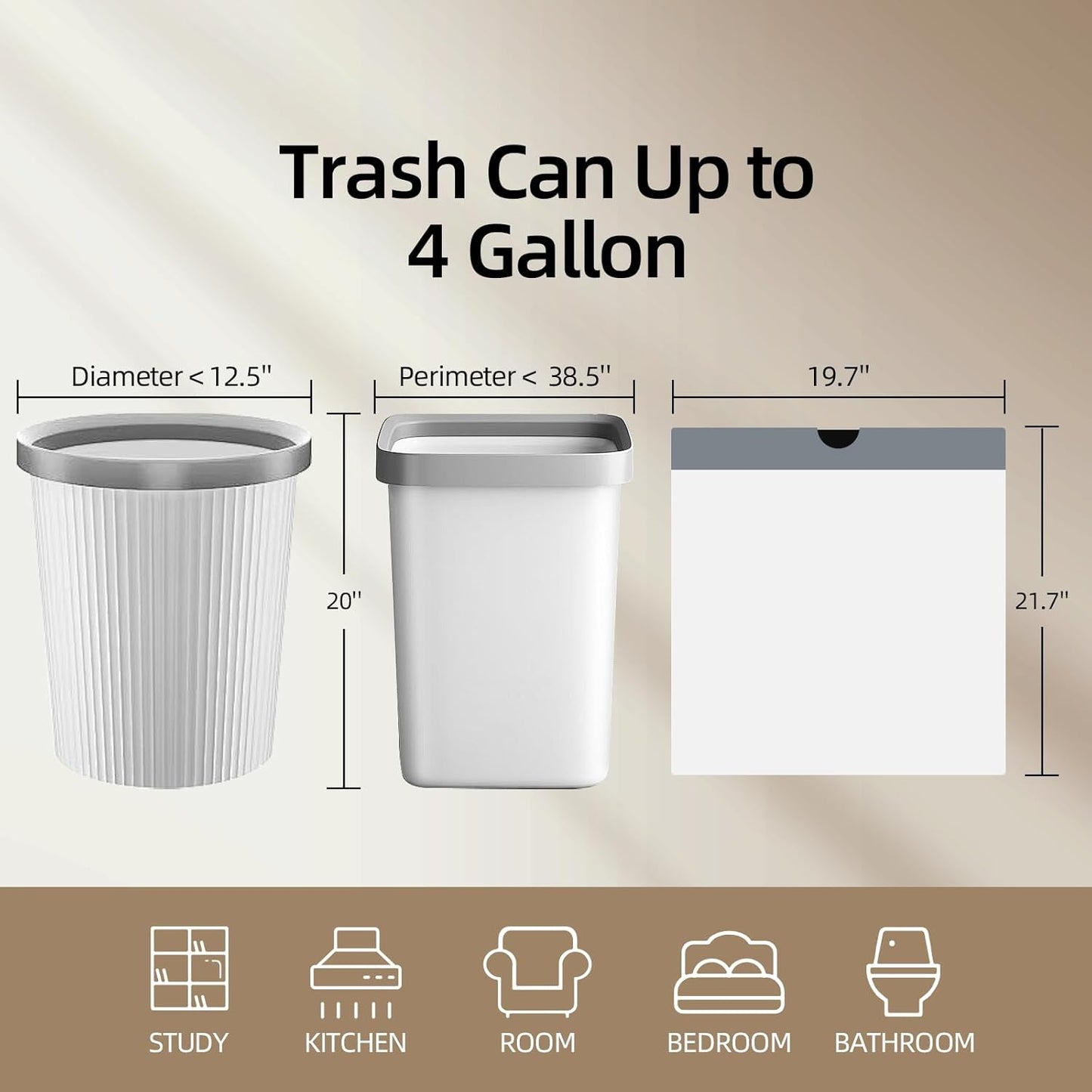 120 Counts 1.6 Gallon Mini Drawstring Trash Bags, Small Garbage Bags by KSSKSS, Code a fit 4.5-8 Liter, 1.2-2 Gal, White Trash Bin Liners for Home Office Kitchen Bathroom Bedroom