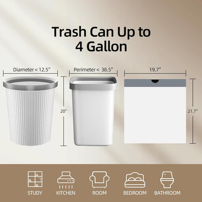 120 Counts 1.6 Gallon Mini Drawstring Trash Bags, Small Garbage Bags by KSSKSS, Code a fit 4.5-8 Liter, 1.2-2 Gal, White Trash Bin Liners for Home Office Kitchen Bathroom Bedroom