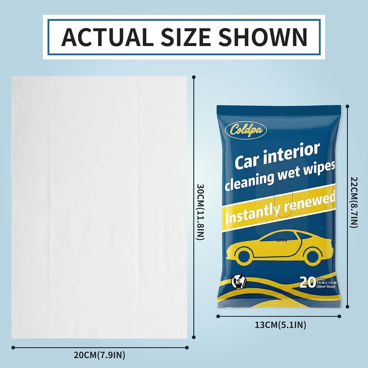 Car Interior Cleaning Wipes - Pre-Moistened Wet Wipes for Dashboard, Leather Seats, Console, Low-Residue Formula, Streak-Free Finish