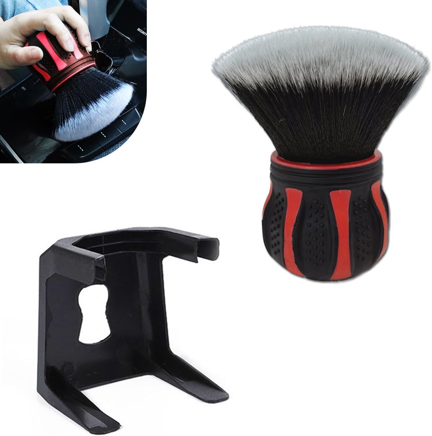 Car Detailing Brush, Ultra Soft Tire Shine Brush with Storage Rack, Interior Cleaning Tool, Universal Beauty Tools for Most Cars (Blue)