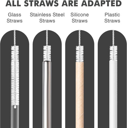 Straw Cleaner Brush, Reusable Metal Handles Straw Cleaning Brush Extra Long for Stanley Mug 40, 30, 20 oz, 10mm 15mm Wide for Sippy Cup, Water Bottle and Tubes Pipe