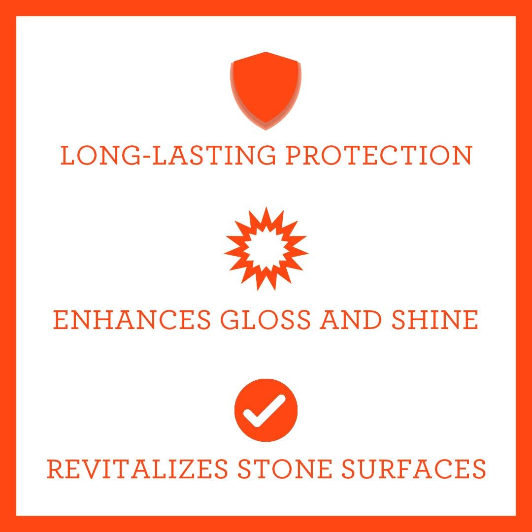 TriNova Granite Sealer & Protector – Best Stone Polish, Protectant & Care Product – Easy Maintenance for Clean Countertop Surface, Marble, Tile – No Streaks, Stains, Haze, or Spots - 18 fl oz