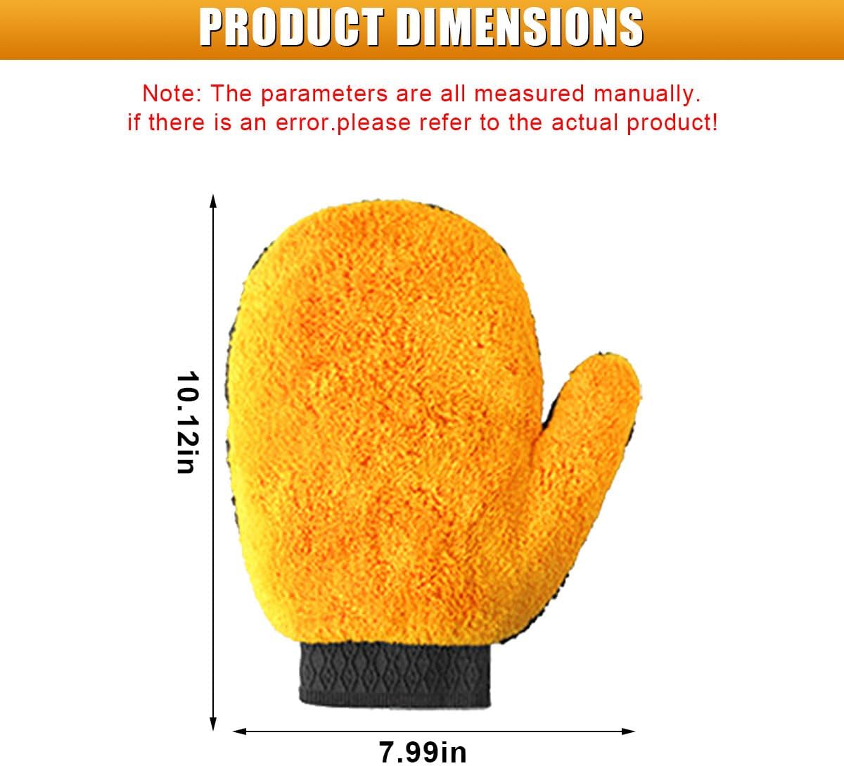 2PCS Car Wash Mitt, Coral Fleece Microfiber Dusting Mitt with Thumb, No Scratch No Lint Cleaning Glove with Elastic Wrist Cuff, Reusable Car Washing and Detailing Supplies (Thumb)