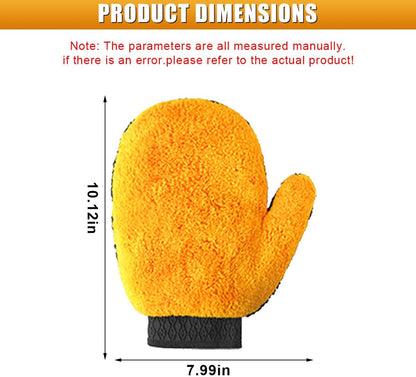 2PCS Car Wash Mitt, Coral Fleece Microfiber Dusting Mitt with Thumb, No Scratch No Lint Cleaning Glove with Elastic Wrist Cuff, Reusable Car Washing and Detailing Supplies (Thumb)