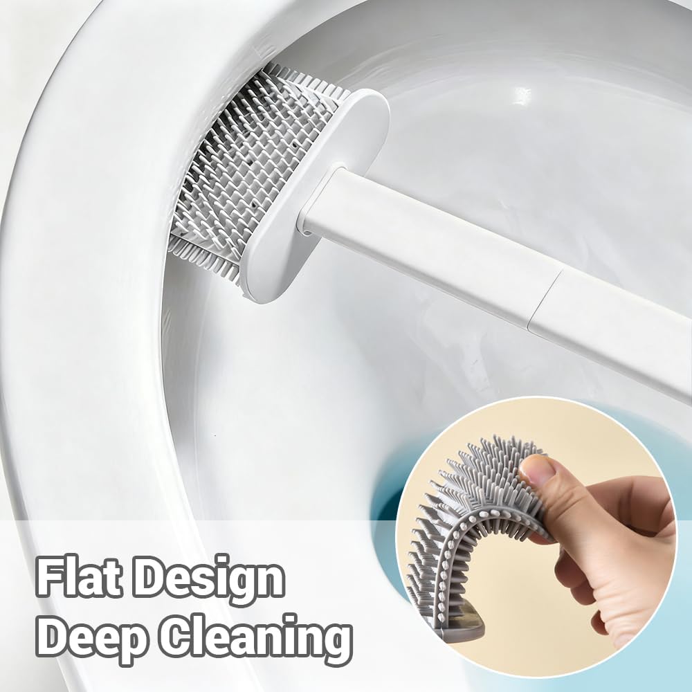 Toilet Brush Set, Bathroom Accessories, Toilet Bowl Cleaners, Deep Cleansing Multifunctional Hanging Toilet Brush Set for Bathroom(Cherry Blossom Pink)
