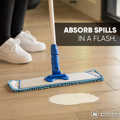 10" Mucho Microfiber Mop System - Mops for Floor Cleaning - Hardwood Floor Mop for Tile, Laminate, Wood, Vinyl Floors | Washable Pads | Dry & Wet Mopping - Microfiber Wholesale