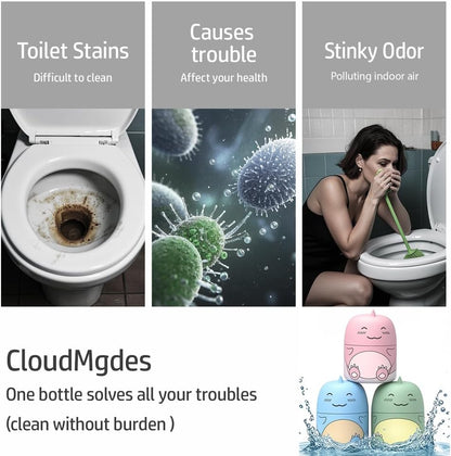 Cute Dinosaur-Shaped Toilet Bowl Cleaner Bottle, Bathroom Toilet Tank Cleaner with Ocean, Jasmine, and Peach Scent,Three bottles can be used for 9 months (Ocean&Peach&Jasmine)