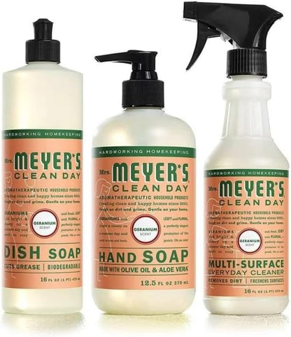 Mrs. MEYER'S Kitchen Set, Dish Soap, Hand Soap, and Multi-Surface Cleaner, 3 CT (Snowdrop)