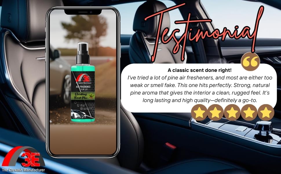 3E Car Air Freshener Premium Baby Powder Scent 16 fl oz – Professional Automotive Air Freshener & Odor Eliminator, Long-Lasting Interior Fragrance for Cars, Trucks, SUVs, RV, Home & Office