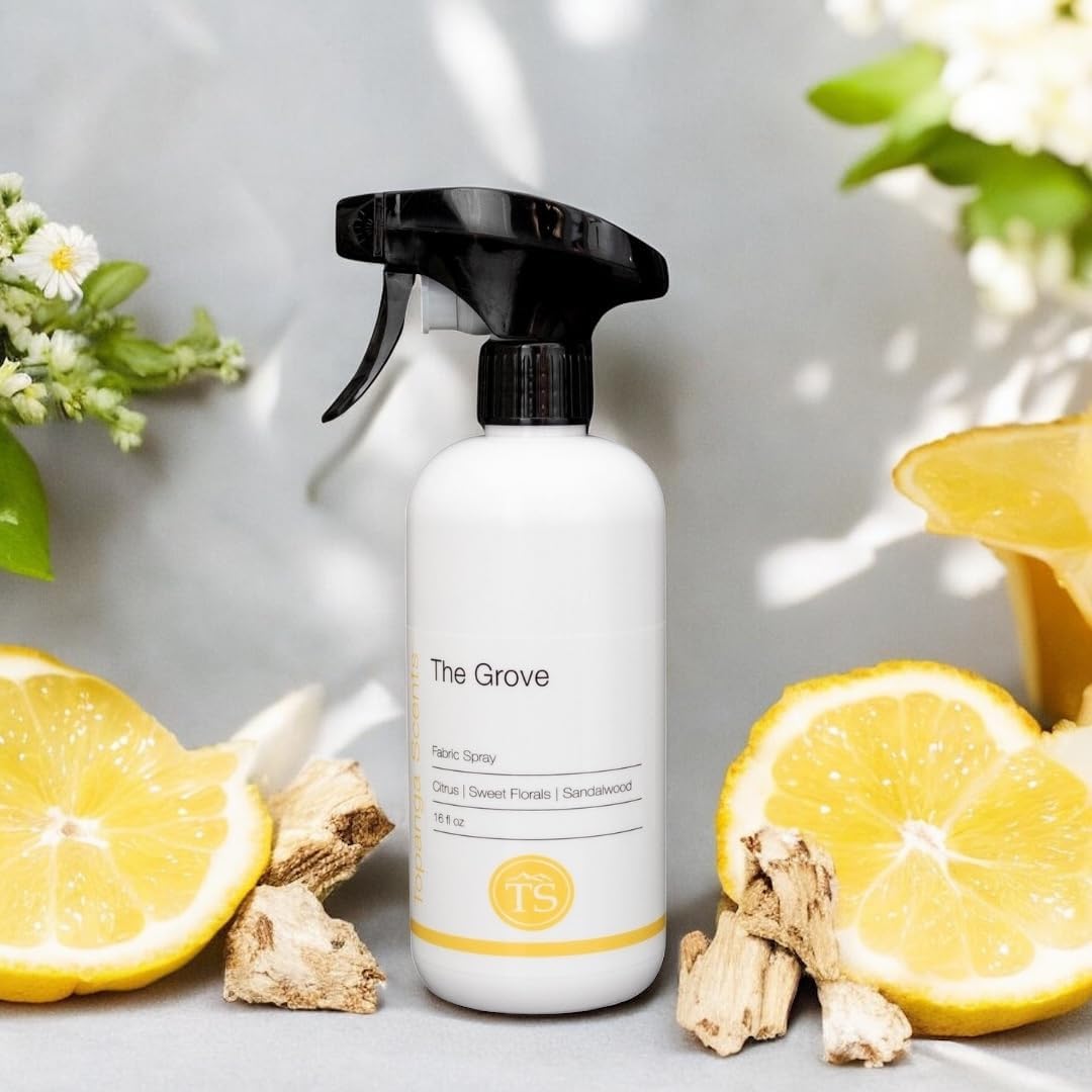 Topanga Scents The Grove Fabric Spray – 16 fl oz | Citrus, Sweet Florals & Sandalwood | Vegan, Phthalate‑Free