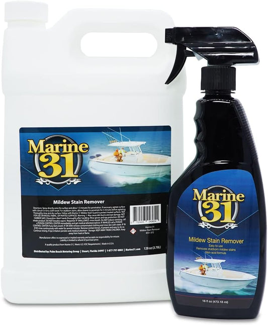 Marine 31 Mildew Stain Remover & Cleaner | Effective for Boats, Homes, Patios, Bathrooms & Showers | Removes Mold & Mildew Stains | Combo Pack | M31-370-RFK-1 | 20oz & Gallon