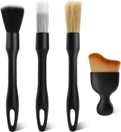 7PCS Car Detailing Brush Kit - Ultra Soft Boars Hair Car Interior Detailing Brushes, Includes 4 Different Brushes, Multi-use for Cleaning Interior or Exterior - Perfect Car Accessory Gift