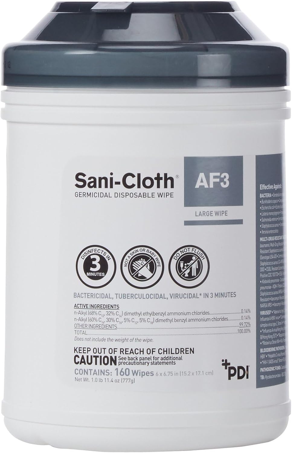 Sani-Cloth AF3 Alcohol-Free Disposable Disinfectant Wipes - 160 Wipes