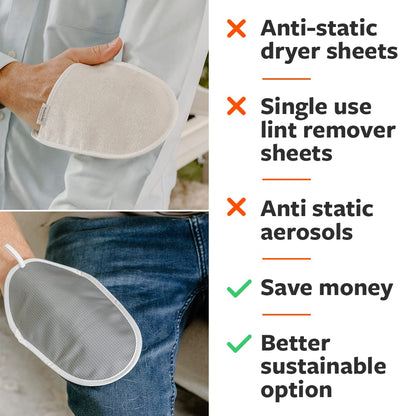 Full Circle Loads of Fun Anti-Static & Lint Removing Mitt – Portable Double Sided Recycled Mitt Eliminates Static - Removes Lint and Pet Hair from Clothes & Furniture, White