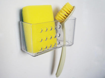 Sponge Holder for Kitchen Sink Suction,Plastic Sink Brush Sponge Caddy Sink Organizer-(5.7" x 2.4" x 3.1"),Clear