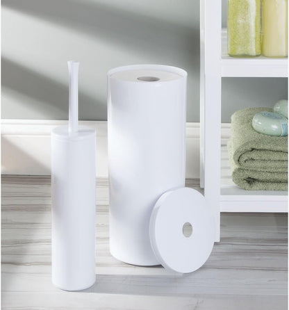 iDesign Una BPA-Free Plastic Toilet Bowl Brush and Holder Set - 3" x 3" x 16.3", White