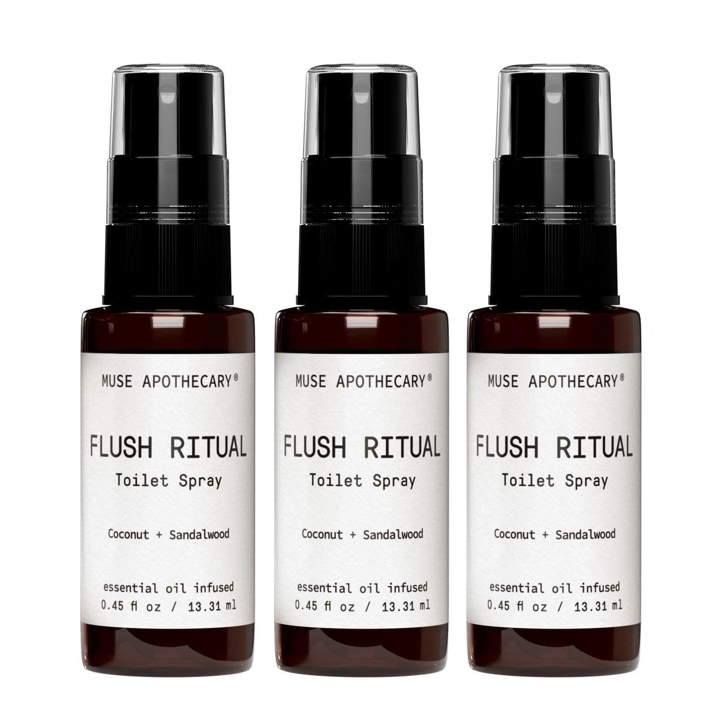 Muse Apothecary Flush Ritual - Aromatic & Refreshing Toilet Spray, Use Before You Go, 4 oz, Infused with Natural Essential Oils - Coconut + Sandalwood