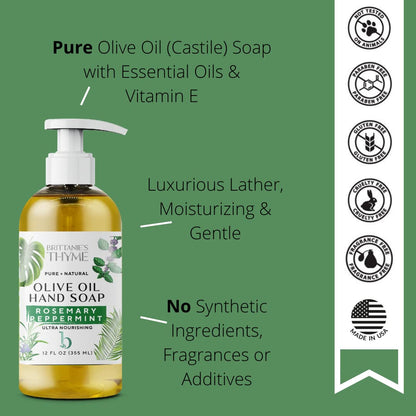 Brittanie’s Pure Castile Liquid Hand Soap Refill, Bergamot | Lavender | Lemongrass, 12 Ounce Pack of 3 | Dish Soap, Hair & Body, Home, Gentle & Pure, Natural Luxurious Oils, Vegan & Gluten Free