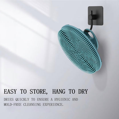 INNERNEED Food-Grade Soft Silicone Body Scrubber Shower Brush Handheld Cleansing Skin Brush, Gentle Exfoliating and Lather Well (Black)