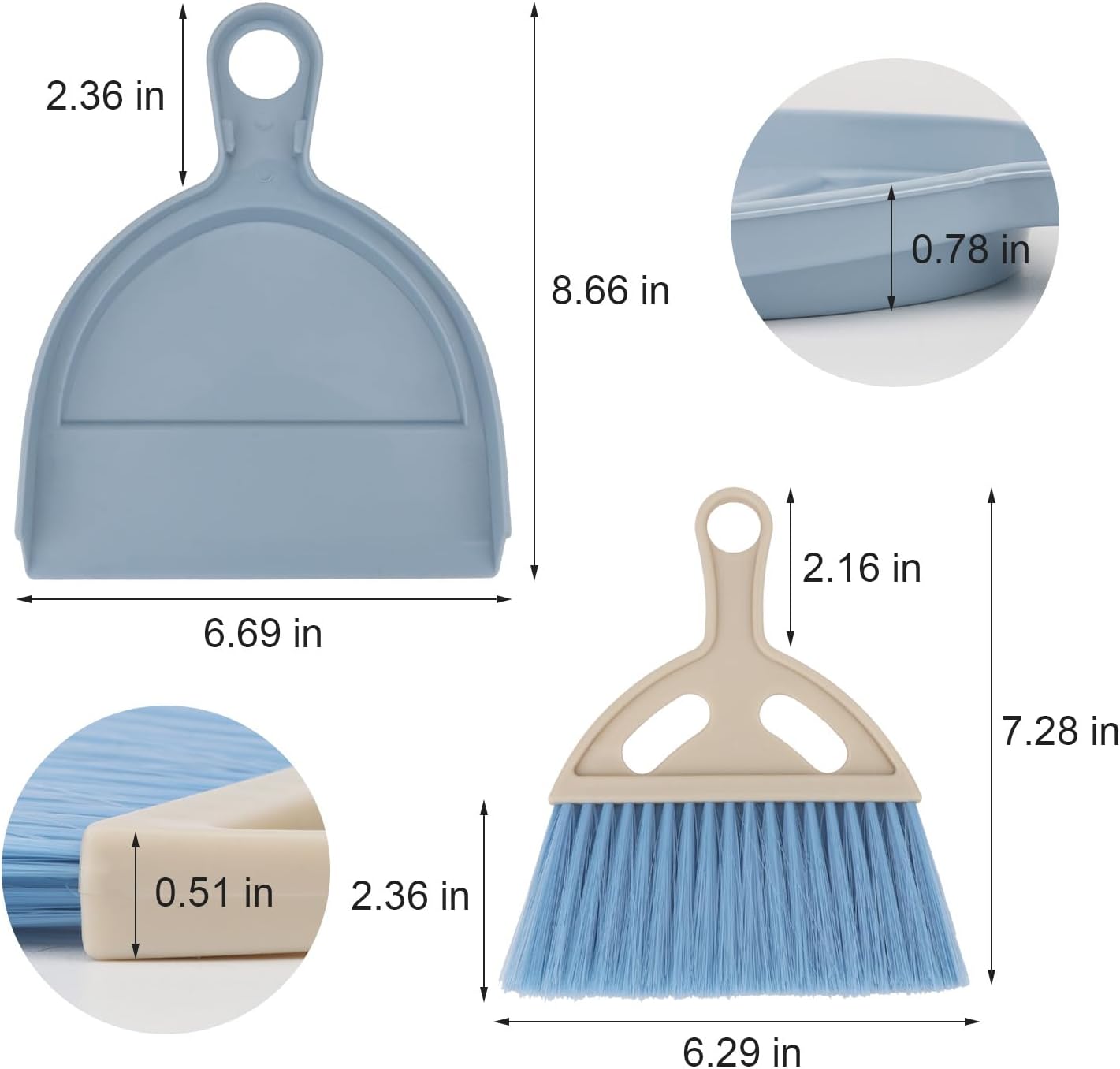 Mini Dustpan and Brush Set Portable Small Broom with Dust Pan Handheld Hangable Whisk Broom and Dust Pan for Home, Kitchen, Table, Office, Car 1 Pcs (Green)