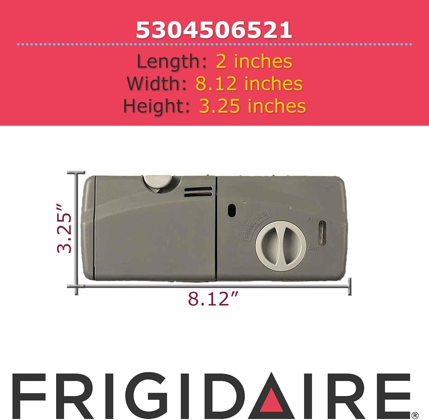 Frigidaire 5304506521 Detergent and Rinse Aid Dispenser for Dishwashers, Gray