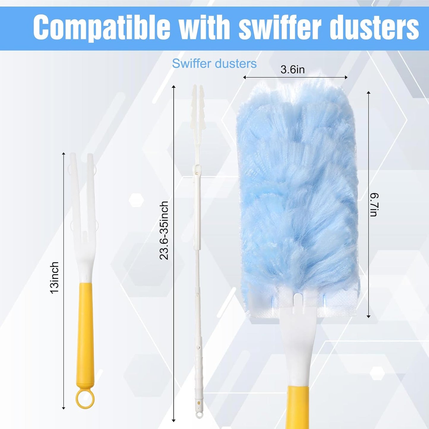 50 Count 360 Heavy Duty Disposable Duster Refills Compatible with Swiffer Multi Surface Feather Dusters Kit with 1 Short Handle and 1 Extenda Handle for Home Cleaning