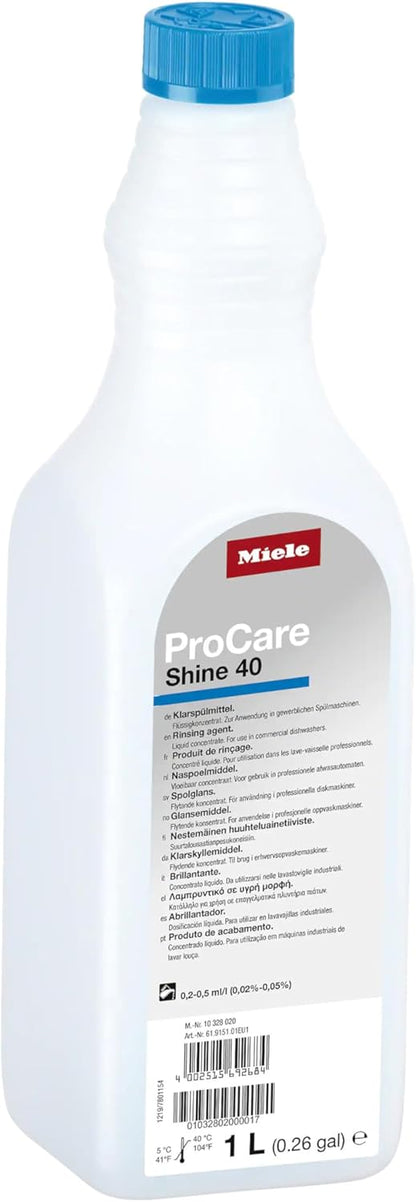 Miele ProCare Shine 40, 1 L Rinse Aid, Specially Developed for Miele Professional Dishwashers