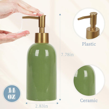 Natheeph Dish Soap Dispenser, Hand Soap Dispenser Ceramic Bottle, Refillable Liquid Great for Kitchen Dish Soap, Hand Soap, Essential Oil & Lotion (Bright White)