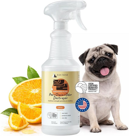 kin+kind Pee+Stain+Odor Destroyer - Multisurface - Maximum Strength - Stops Re-Marking - USDA Certified Biobased - Citrus - 32 fl oz