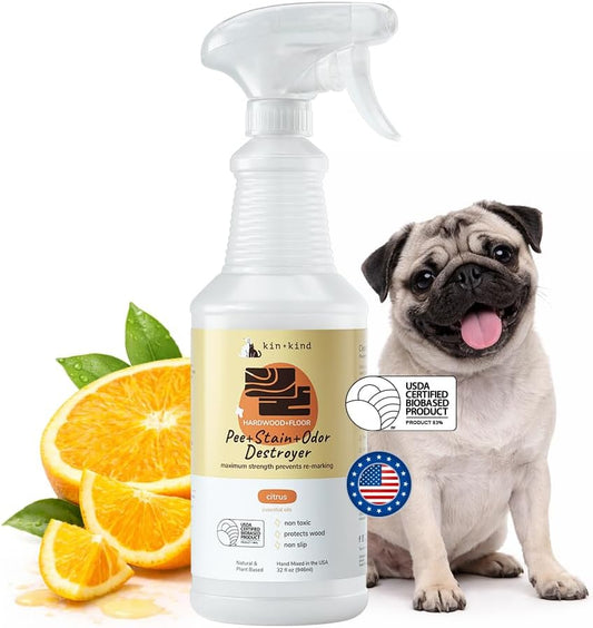 kin+kind Pee+Stain+Odor Destroyer - Multisurface - Maximum Strength - Stops Re-Marking - USDA Certified Biobased - Citrus - 32 fl oz