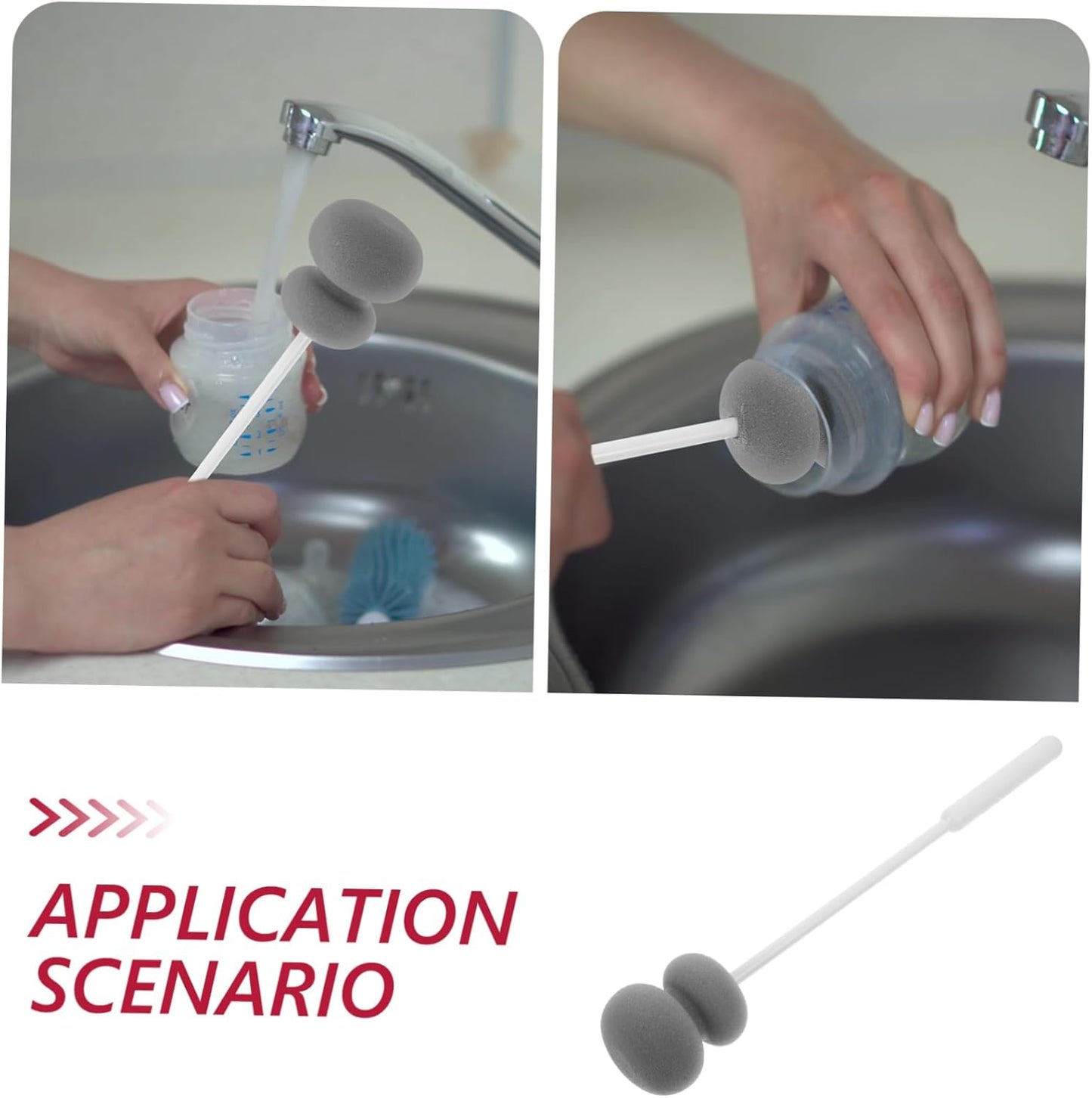 Melamine Sponge Bottle Brush Cleaner Tub Scrubber Soft Cleaning Brush for Cup Long Handle