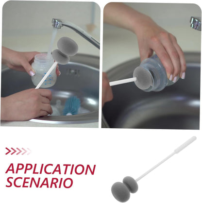 Melamine Sponge Bottle Brush Cleaner Tub Scrubber Soft Cleaning Brush for Cup Long Handle