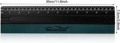 NEWISHTOOL Vinyl Wrap Squeegee for Vinyl, Big Size Wallpaper Smoothing Squeegee, 3 Pack 25CM Decals Squeegee with Ruler & Micro Suede Felt Edge for Sign Making Graphic Window Tint Film Application