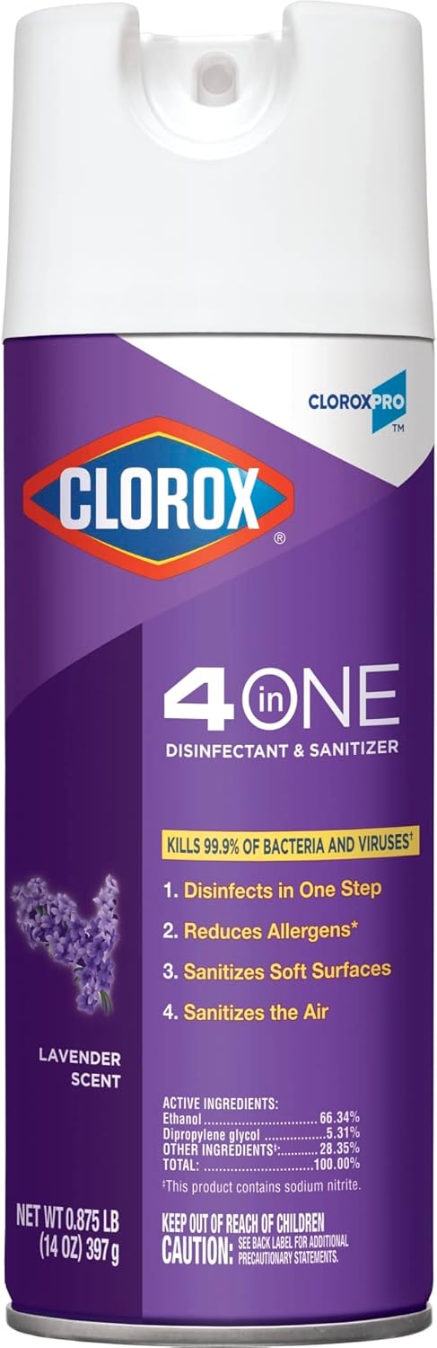 CloroxPro™ Clorox® 4 in One Disinfectant & Sanitizer, Lavender, 14 Ounce Canister (32512) (Package May Vary)
