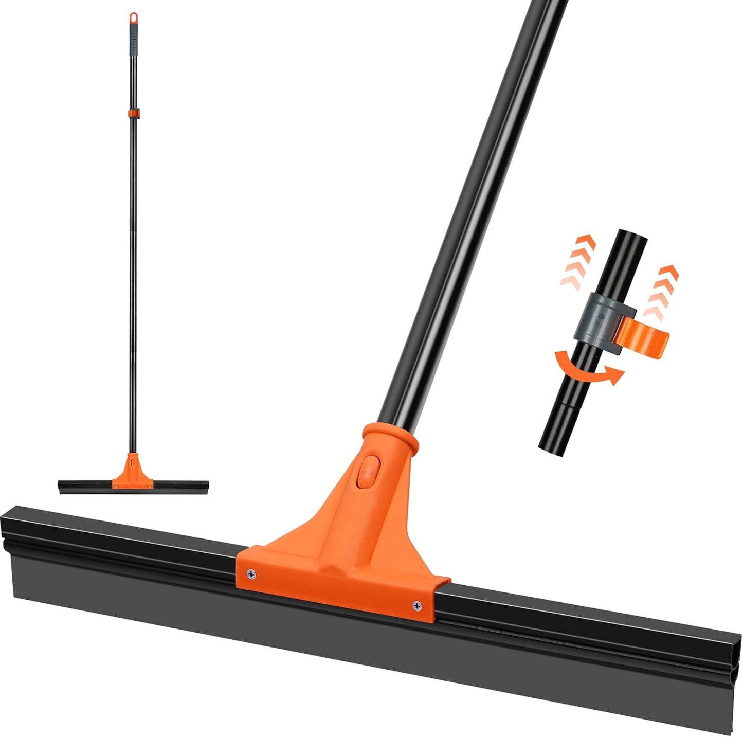 JEHONN Floor Squeegee Heavy Duty with 58.3 inches Long Handle, Rubber Scraper Broom for Cleaning Foam Water on Garage Concrete Bathroom Tile Marble Shower Glass Shop Deck Window Indoor Outdoor Green