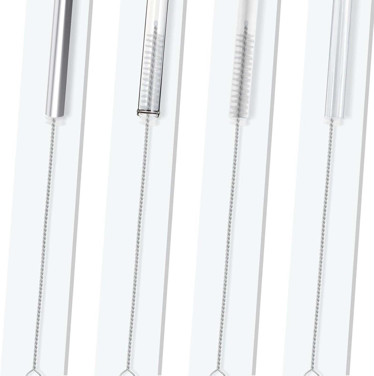 Bottle Brush Set – Adjustable Long Handle (Up to 15.6”) Narrow Bottle Cleaner, Fixed Handle Bottle Cleaning Brush, 2 Traceless Hooks & 2 Straw Brushes for Water Bottle Coffee Maker& More