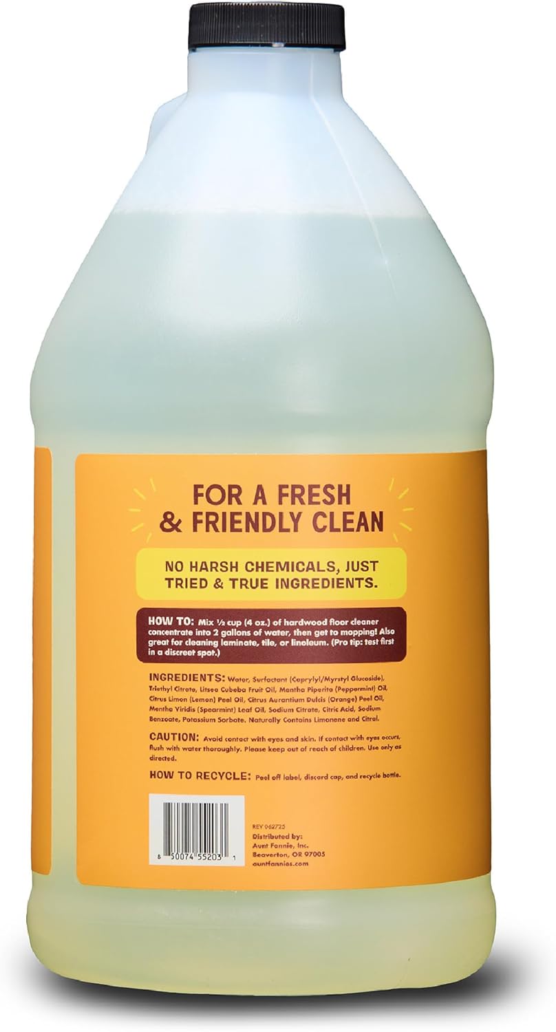 Aunt Fannie's Ultra Concentrated Hardwood Floor Cleaner, Vinegar-Free Plant Based Hardwood Floor Cleaner for Mopping, Bright Lemon Scent, 32 oz. (Pack of 1)