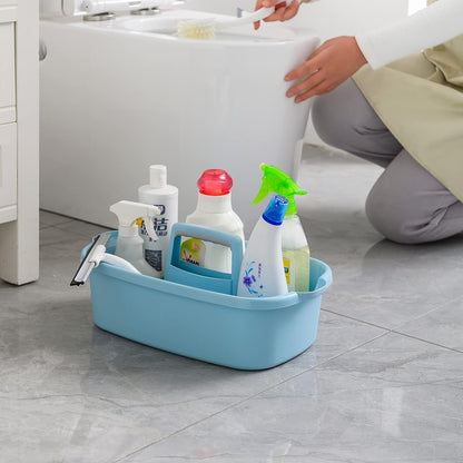 Cleaning Supplies Caddy, Household Tools Organizer with Handle, Large Plastic Bucket, Portable Shower Basket Tote, Gray