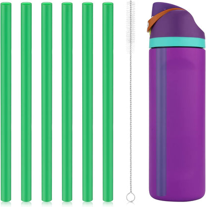 6pcs Replacement Straws for Owala Freesip 24/32oz, Reusable Plastic Straws with Cleaning Brush Tumbler Accessories Parts for Owala Flip 24/32oz Stainless Steel Insulated Water Bottle