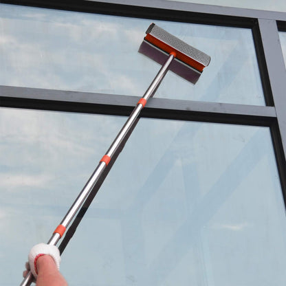 Window Squeegee for Window Cleaning, Squeegee Window Cleaner Tool 2 in 1 Car Window Cleaning Tool with Extension Pole 58‘’ Telescopic Window Washing Equipment, Shower Squeegee for Shower Glass Door