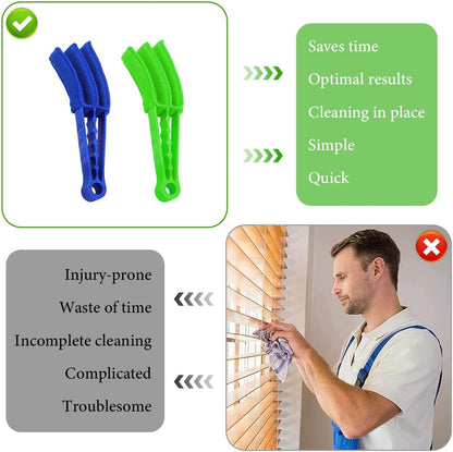 DXNQ 2 PCS Blind Cleaner Duster Tool, Window Venetian Hand-held 7 Finger Dusting Cleaner Brush, Blinds Cleaning Brush Tool for Window Shutters Air Conditioner, Car Accessories (Orange+Yellow)