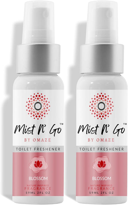 Mist N’ Go by Omaze Travel Bathroom Spray for Toilet Spray Odor Eliminator - Travel Toilet Spray for Bathroom Air Freshener Spray for Bathroom Deodorizer - Clean Mix, Travel Size (1oz x2)