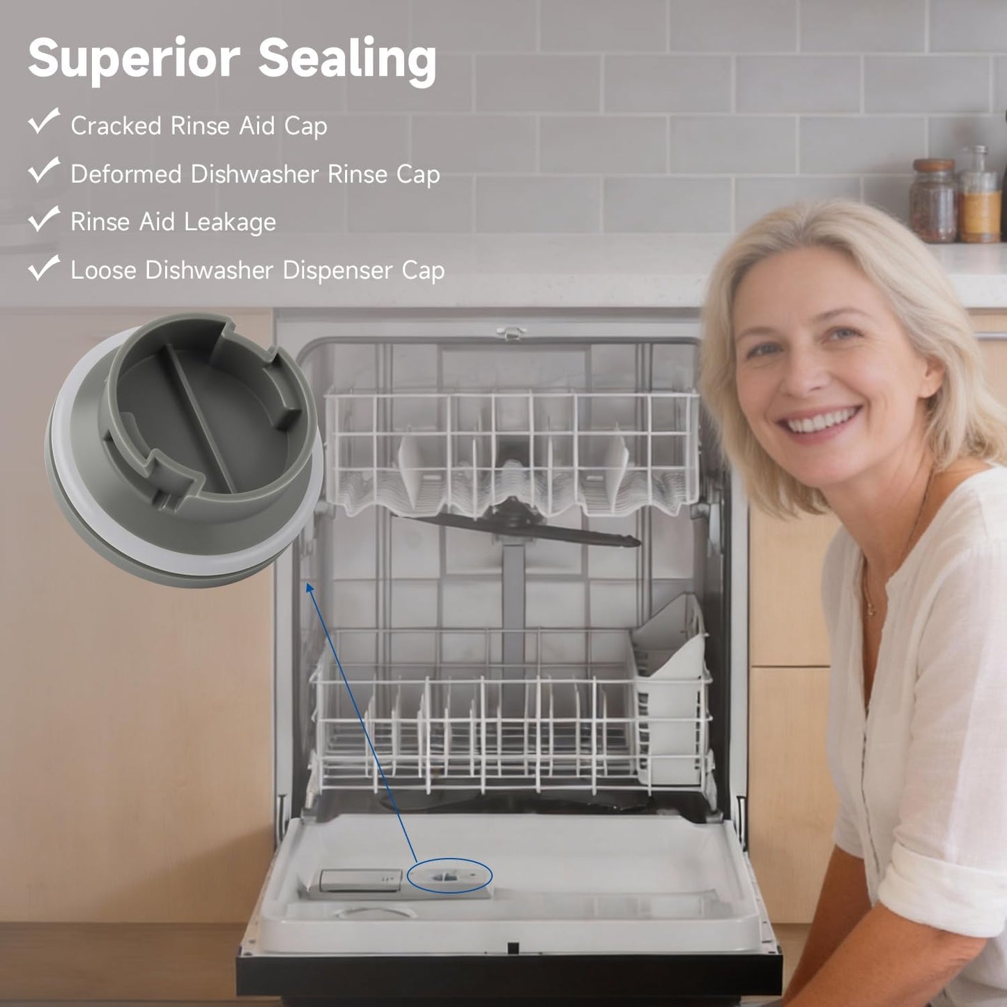 Dishwasher Rinse Aid Cap Replacement Rinse Aid Cap Compatible with Whirlpool KitchenAid IKEA Amana Jenn-Air Dishwasher Replace#: W10524919 WPW10524919 W10524923