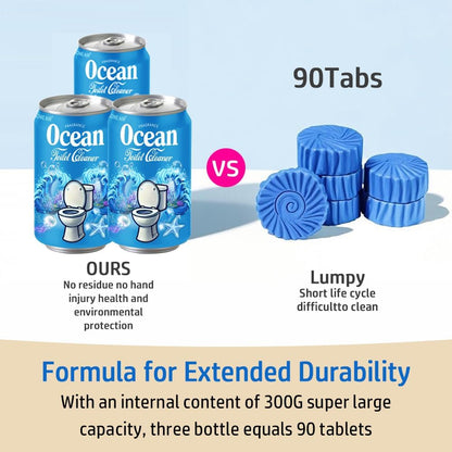 Beverage can Toilet Bowl Cleaner,Septic Toilet Bowl Tablets in Bottles, Automatic Long-Lasting Toilet Cleaner Bottle,Powerfully Cleans and Prevent Stain Build Up (Ocean, Jasmine, and Peach Scent)