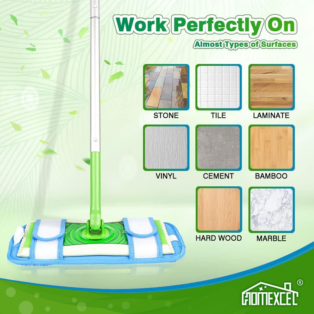 HOMEXCEL Microfiber Reusable Mop Pads Compatible with Swiffer Sweeper- Machine Washable Microfiber Pad Refills for Household Cleaning-Floor Cleaning Mop Head Pads Work Wet and Dry-Pack of 4