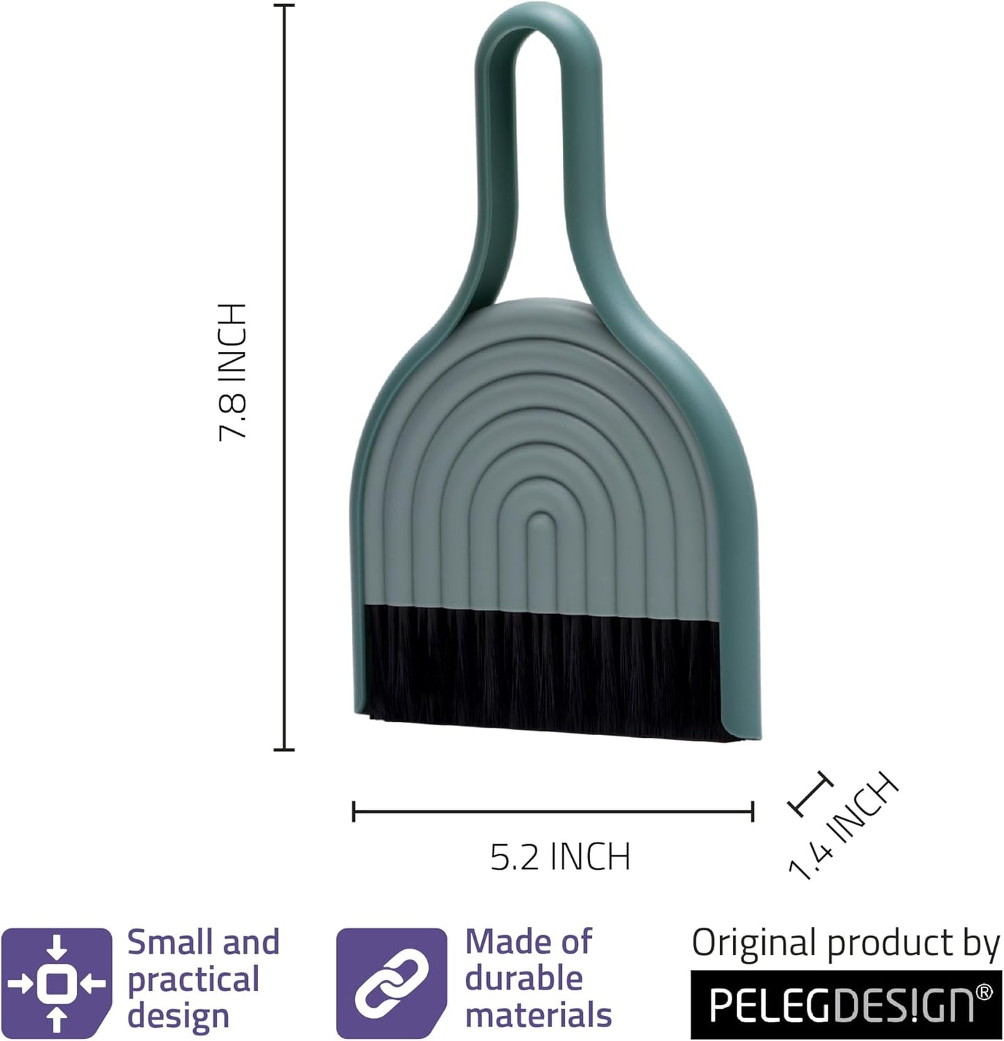 Peleg Design Dustache Small Dustpan and Brush Set, Mini Broom and Dustpan Set, Mustache Design, Small Broom and Dustpan Set, for Home & On-The-Go