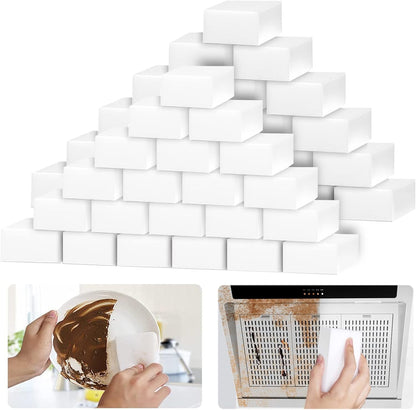 100Pack Magic Sponge Eraser | Premium Melamine Sponge Foam | Multi-Functional Household Cleaning Sponge for Kitchen, Sink, Bathrooms, Walls, Vehicles, Shoes | No Scratch Cleaning Pads