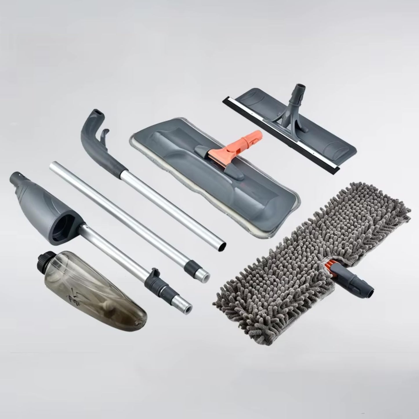 3-in-1 Spray Mop Set with Double-Sided Chenille, Microfiber, and Squeegee Pads - Lightweight Aluminum Handle, 520ML Water Tank, All-Floor & Window Cleaning (Stella - LV-S03)